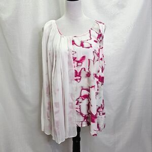 Lane Bryant 6th & Ln Pink Abstract Pleated Sleeveless Blouse Size 20